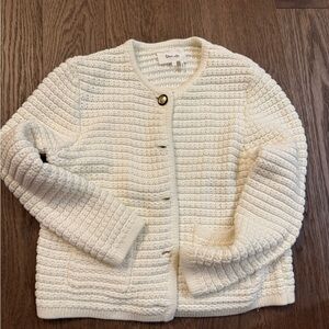 ba&sh Cream Gaspard Textured Knit Cardigan